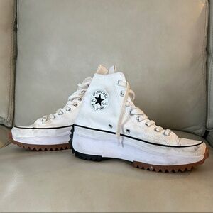 Converse White High-Tops with Unique Sole